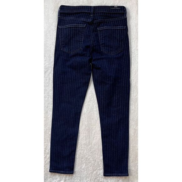 Citizens of Humanity COH Blue Pinstripe Rocket Crop High Rise Skinny Jeans - Picture 15 of 16